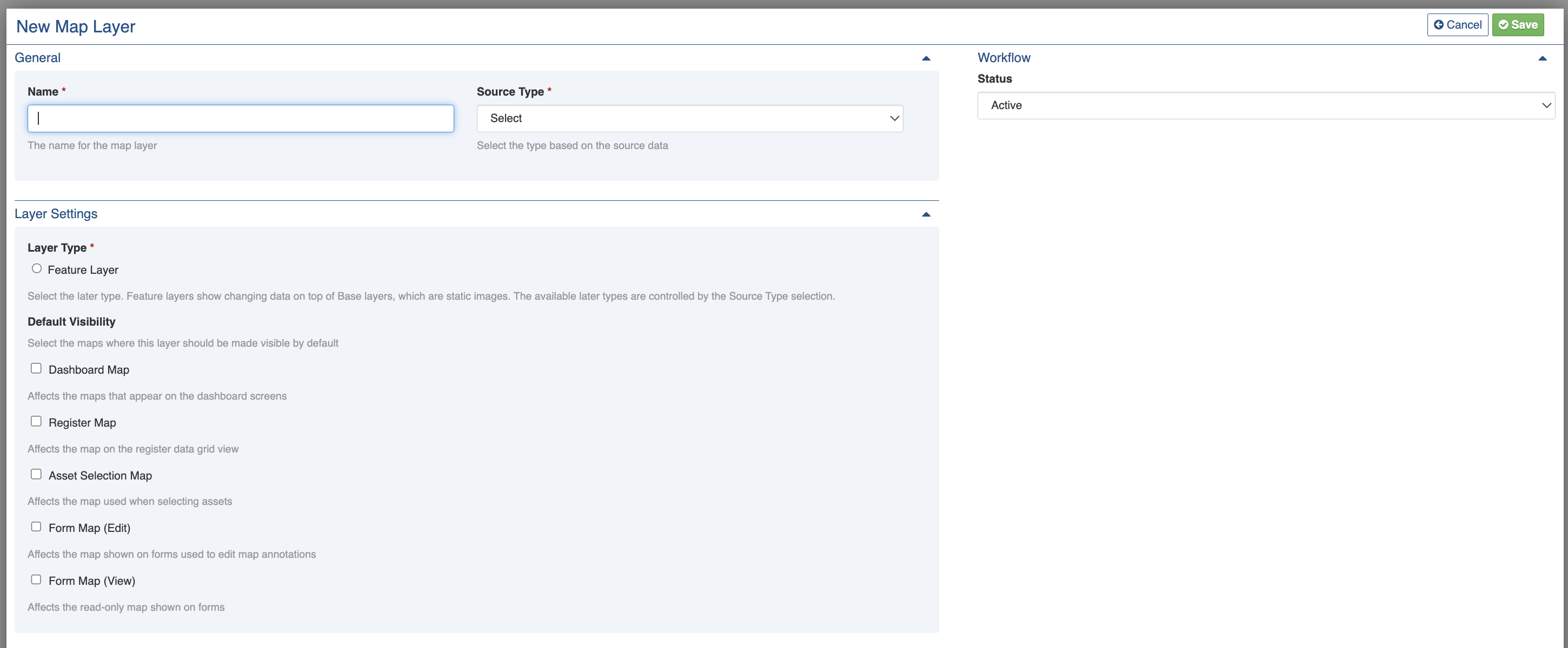 Screenshot of New Map Layer screen