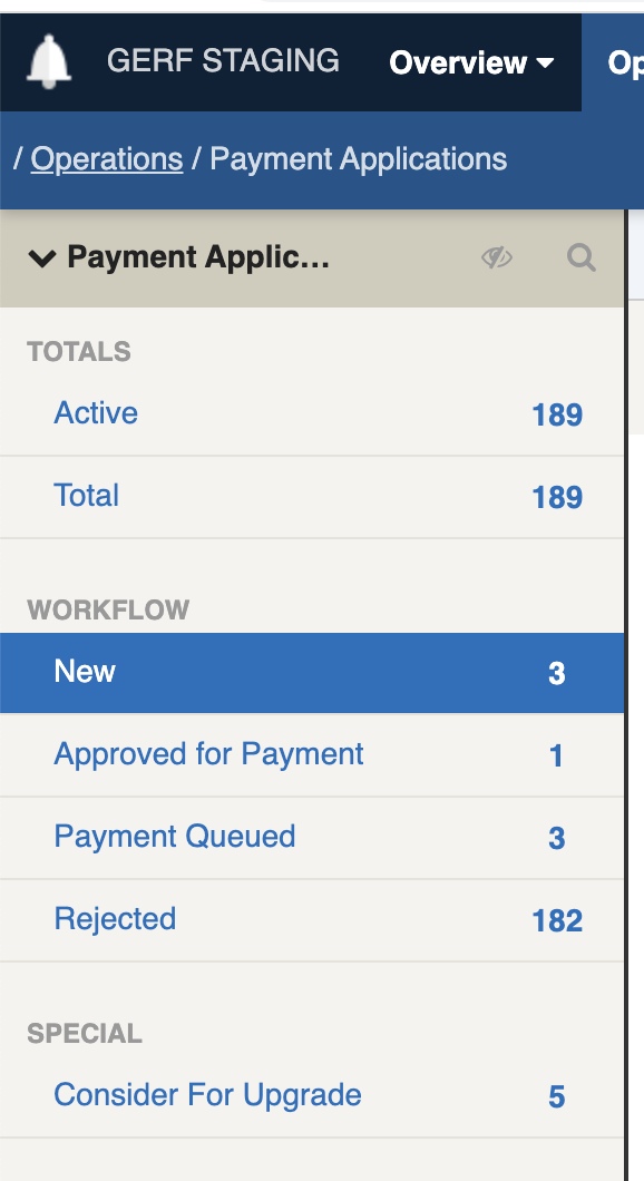 Click to workflow filter labelled 'New' to only show new applications.