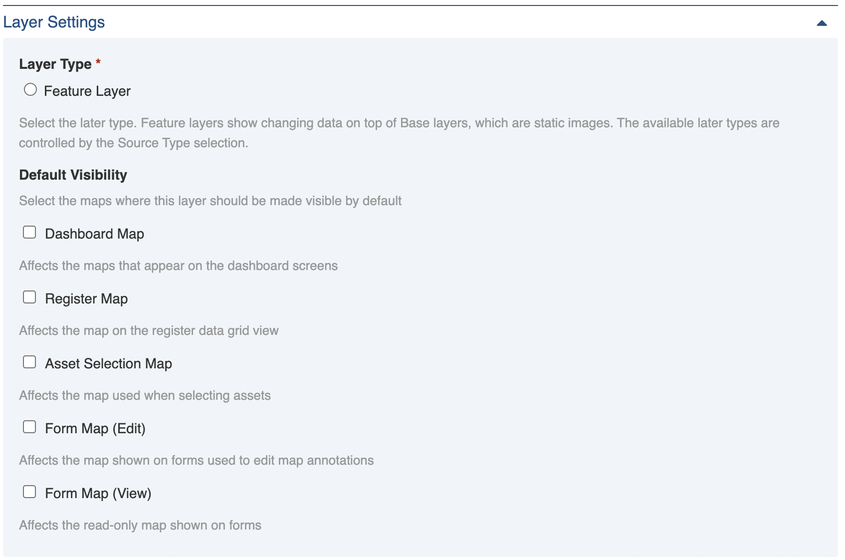 Screenshot of the Layer Settings section in edit mode